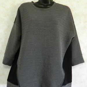a.n.a. Black Gray Knit Pull Over Diagonal Zippers Bottom Front Size Large